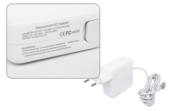 Apple 45W-14.5V 3.1A " L" Shape MagSafe 1 connector Ac Adapter