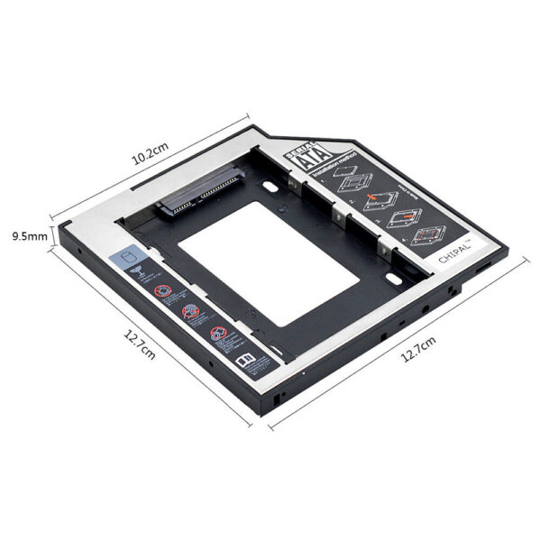 Universal 9.5mm SATA to SATA 2nd (2.5") HDD, SSD Hard Drive Caddy adapter, Optical Bay