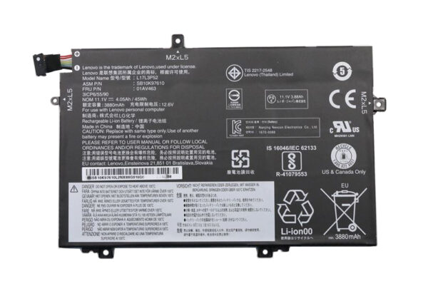 L17L3P52, Lenovo ThinkPad L480 Battery