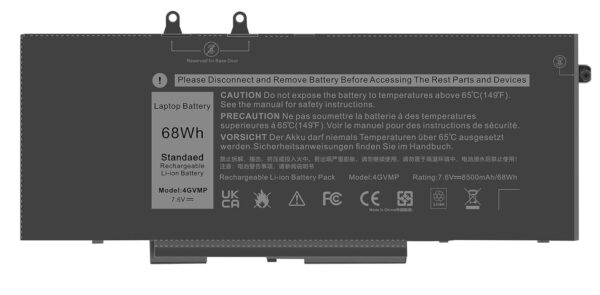 4GVMP, R8D7N, Dell Latitude 5400,5510 Battery